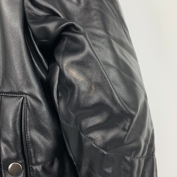 BlankNYC Puffer Jacket Reversible Black Snake Faux Leather - Picture 12 of 16